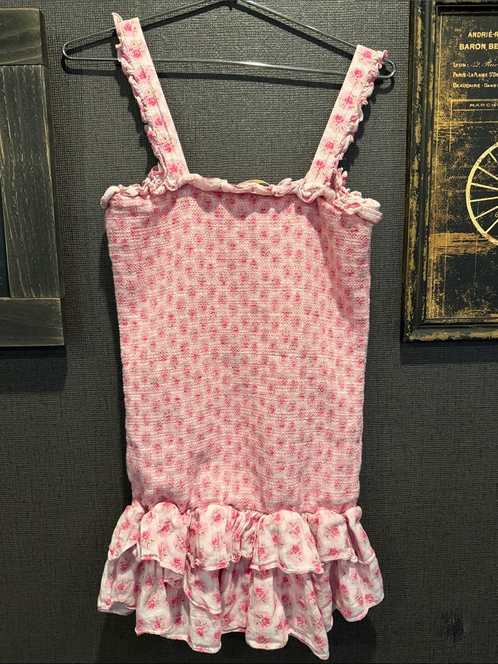 LoveShackFancy Pink Floral Ruffle Mini Dress - Picture 8 of 9